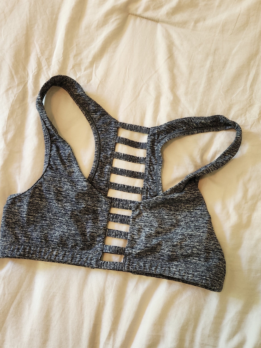 PINK Victoria's Secret Heather Charcoal Strappy Sports Bralette